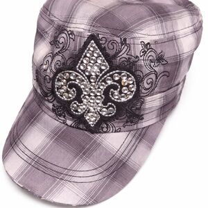 Stylish Plaid Women's Hat with Embellished Design